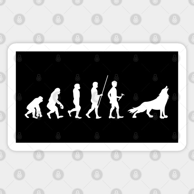 Evolution of Man Druid Wolf Sticker by pixeptional